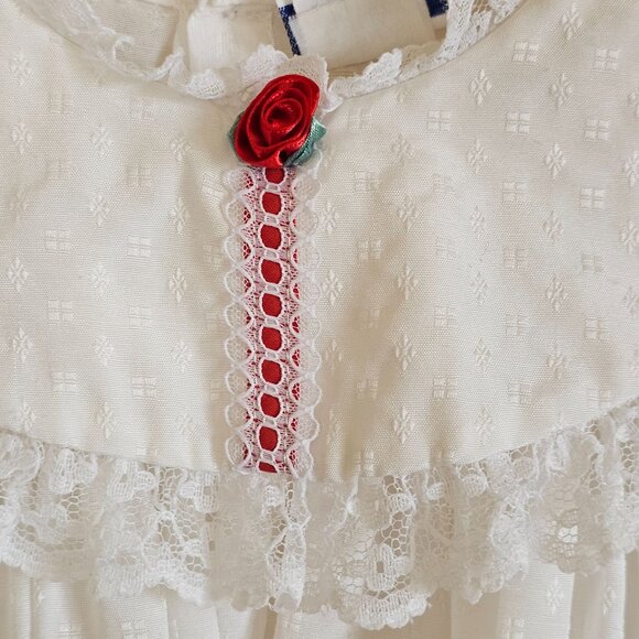 Vintage Fayette Smocked White Red Rose Baby Dress Size 24 Months Holiday - Picture 2 of 10